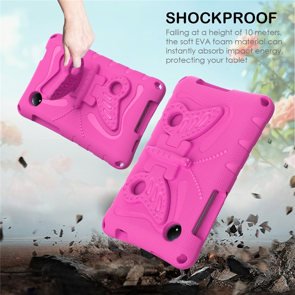 Kids Butterfly EVA odolné pouzdro s popruhem na tablet Xiaomi Redmi Pad SE 8.7 - rose