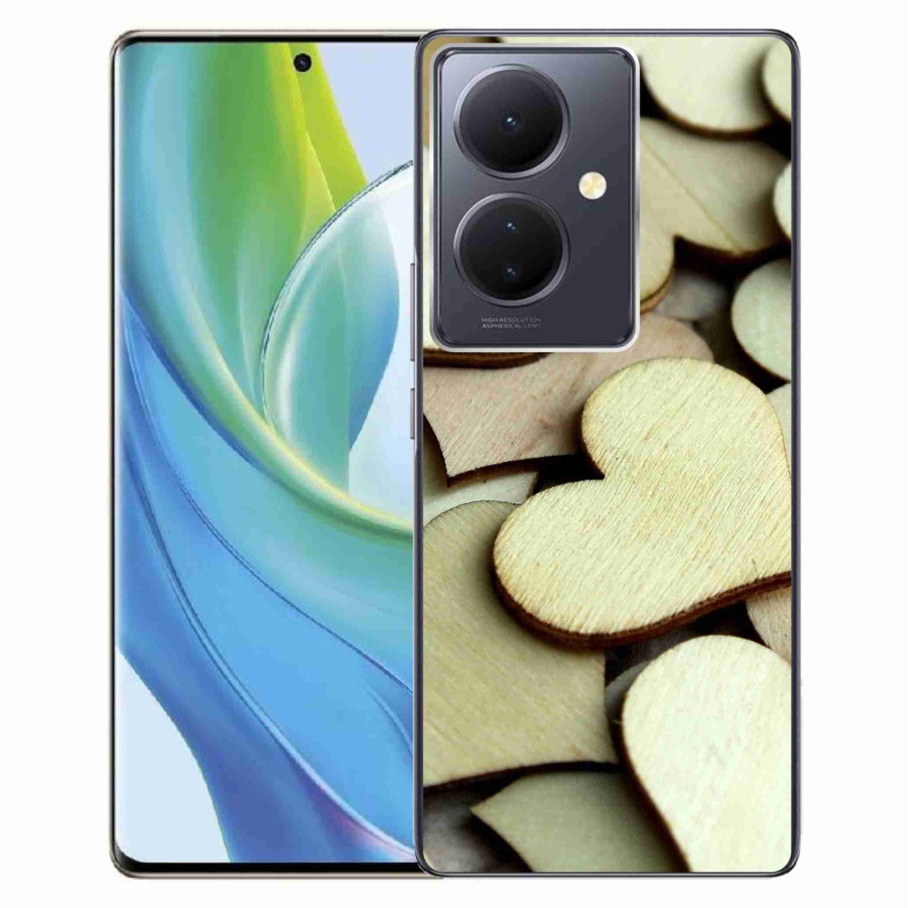 Gelový kryt mmCase na Vivo V29 Lite 5G - dřevěná srdíčka