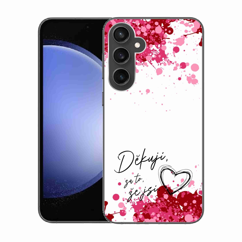 Gelový kryt mmCase na Samsung Galaxy S23 FE - zamilovaný text 2 bílé pozadí