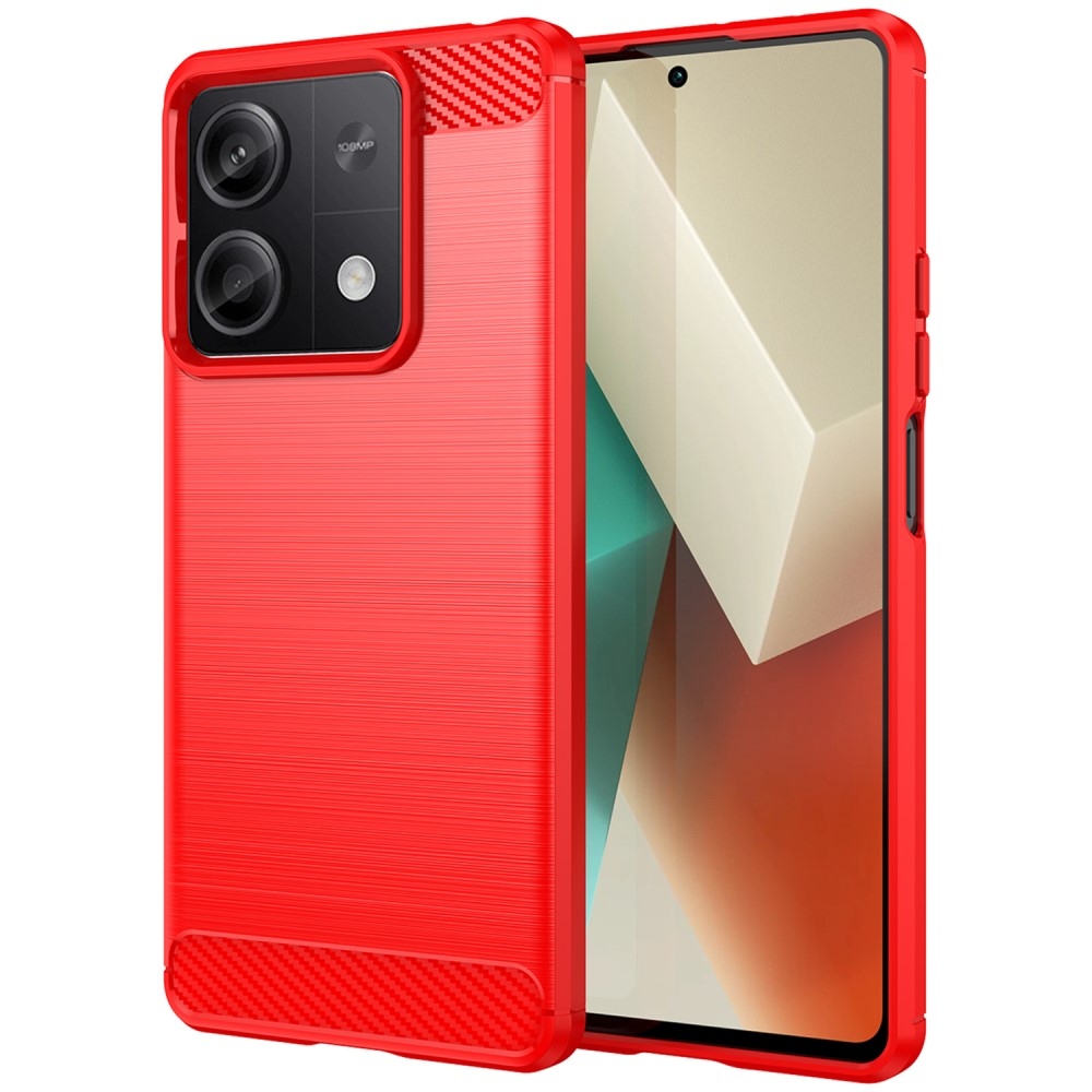Carbon odolný gelový obal na Xiaomi Redmi Note 13 5G - červený
