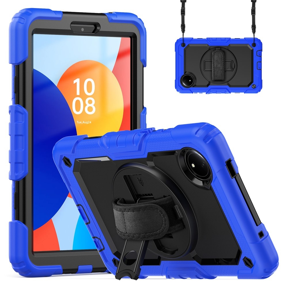 Strap odolný kryt s držákem na ruku a ramenním popruhem na Xiaomi Redmi Pad SE 8.7 - tmavěmodrý