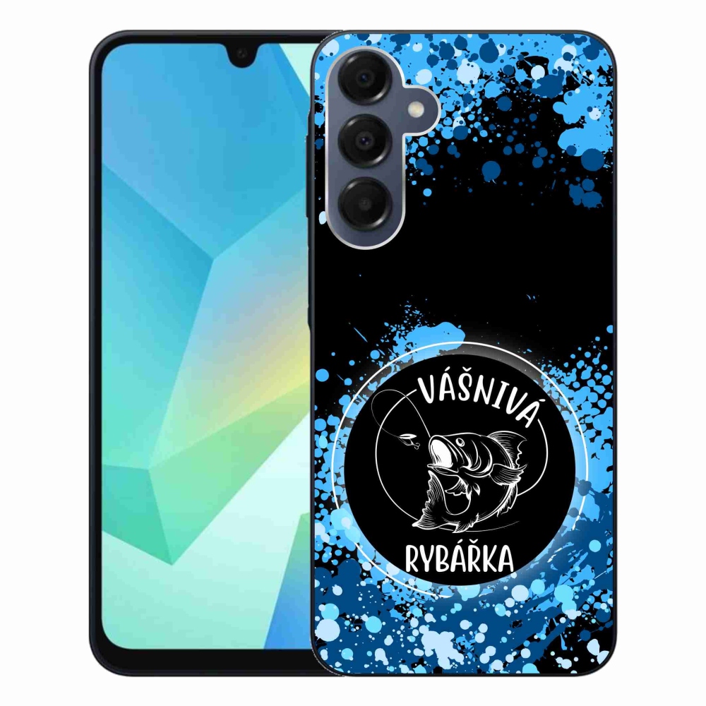 Gelový kryt mmCase na Samsung Galaxy A16 4G/5G - vášnivá rybářka černé pozadí