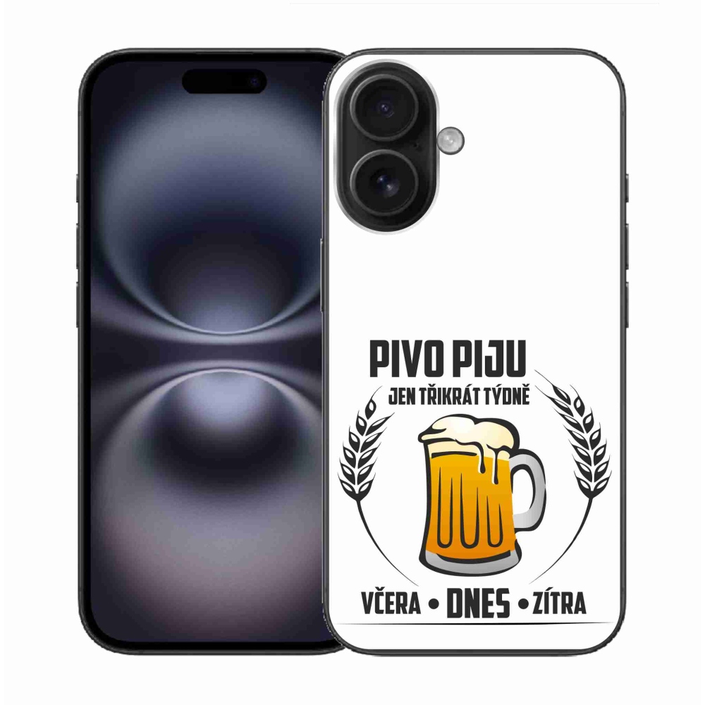 Gelový kryt mmCase na iPhone 16 - pivní motiv bílé pozadí