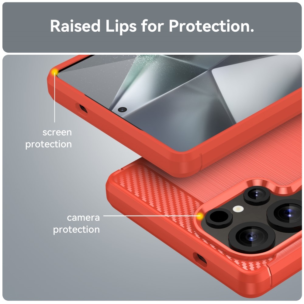 Carbon odolný gelový obal na Samsung Galaxy S25 Ultra - červený
