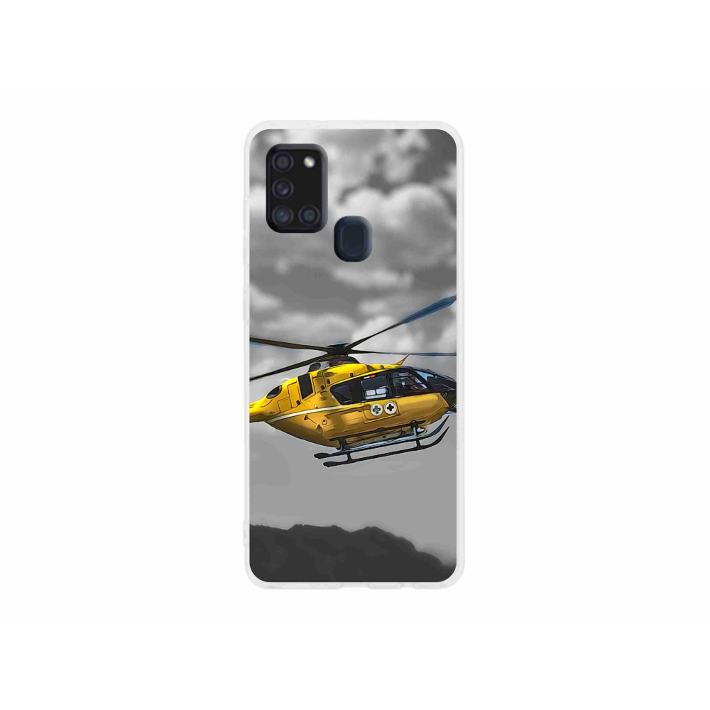 Gelový kryt mmCase na Samsung Galaxy A21s - žlutá helikoptéra