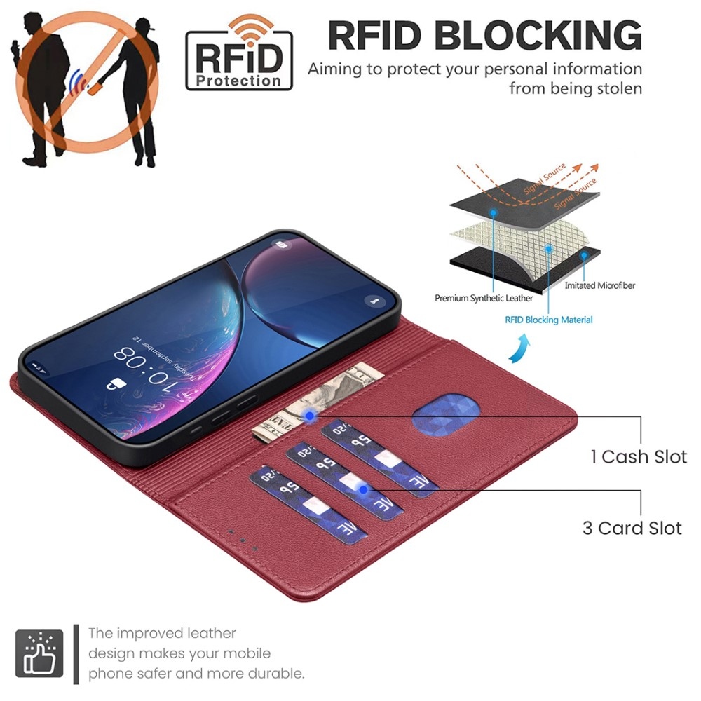 BINFEN knížkové pouzdro na Xiaomi Redmi Note 14 Pro 5G/Poco X7 5G/Note 14 Pro+ 5G - červené
