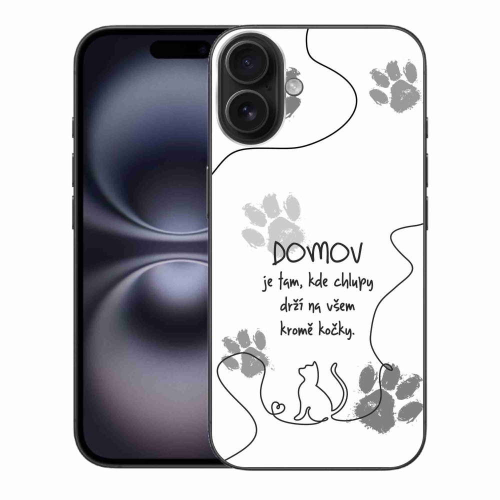 Gelový kryt mmCase na iPhone 16 Plus - kočičí motiv bílé pozadí