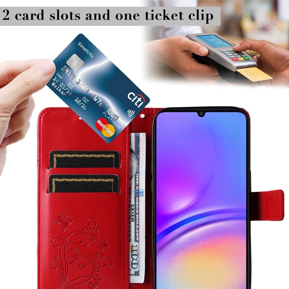 Big Butterfly knížkové pouzdro na Samsung Galaxy A06 4G - červené