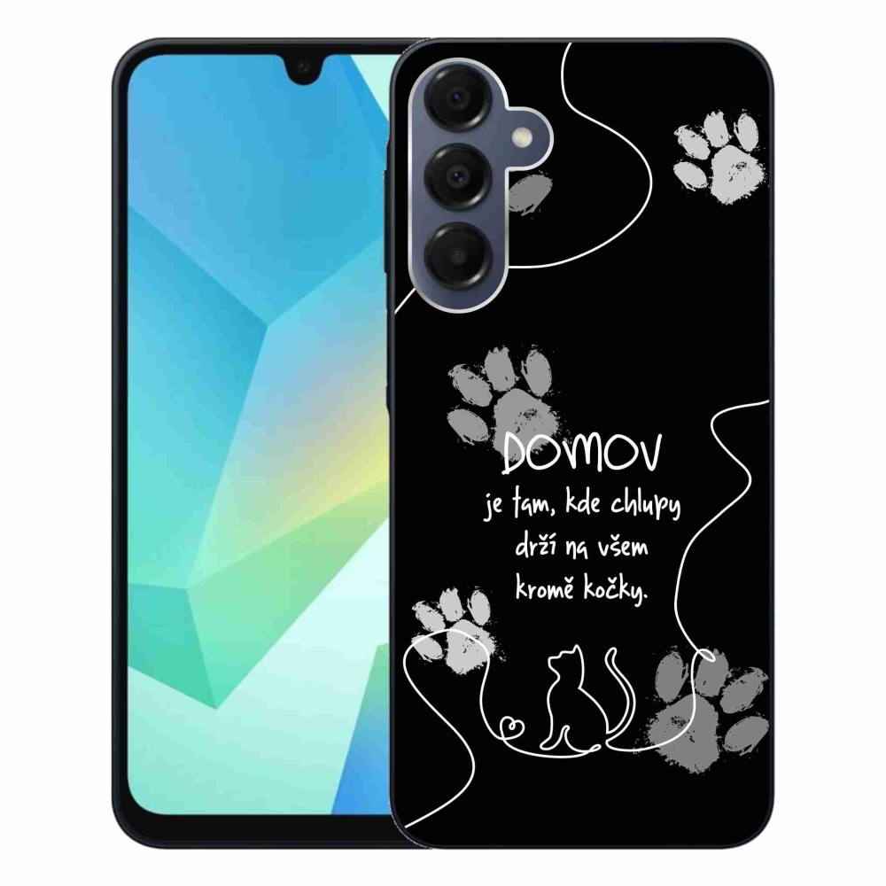Gelový kryt mmCase na Samsung Galaxy A16 4G/5G - kočičí motiv černé pozadí