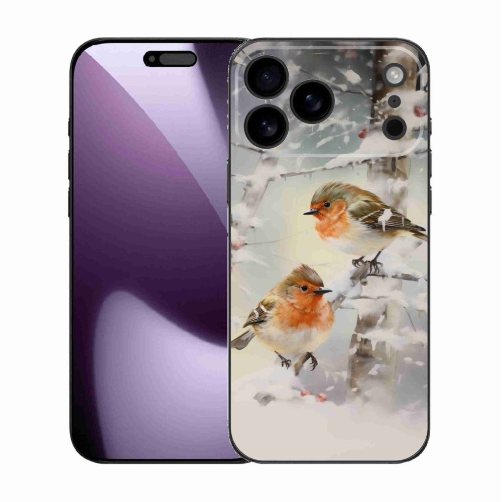 Gelový kryt mmCase na iPhone 17 Pro Max - ptáčci v zimě