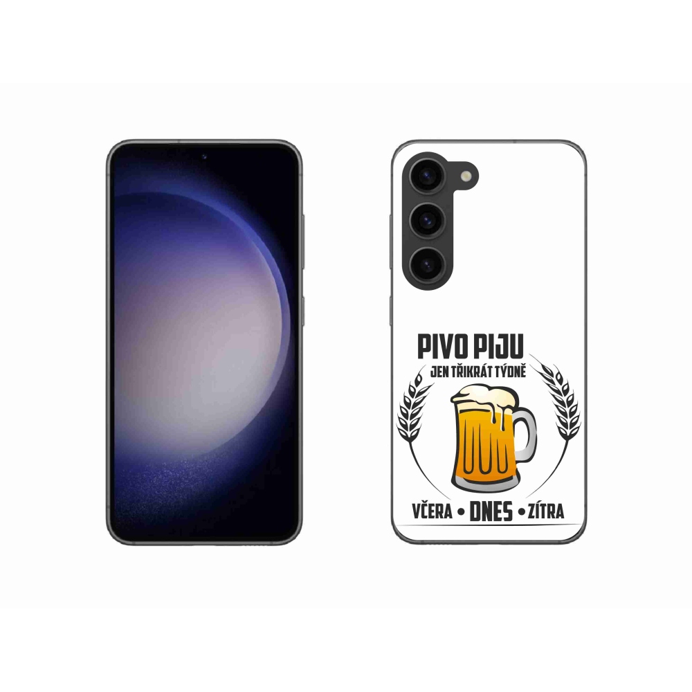 Gelový kryt mmCase na Samsung Galaxy S23 5G - pivní motiv bílé pozadí