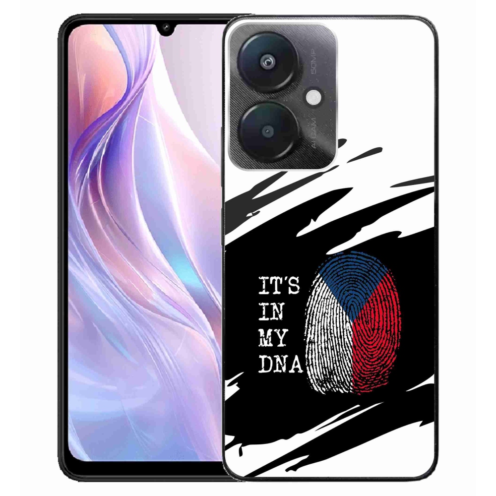 Gelový kryt mmCase na Xiaomi Redmi 13C 5G  - vlajka otisk prstu černobílé pozadí
