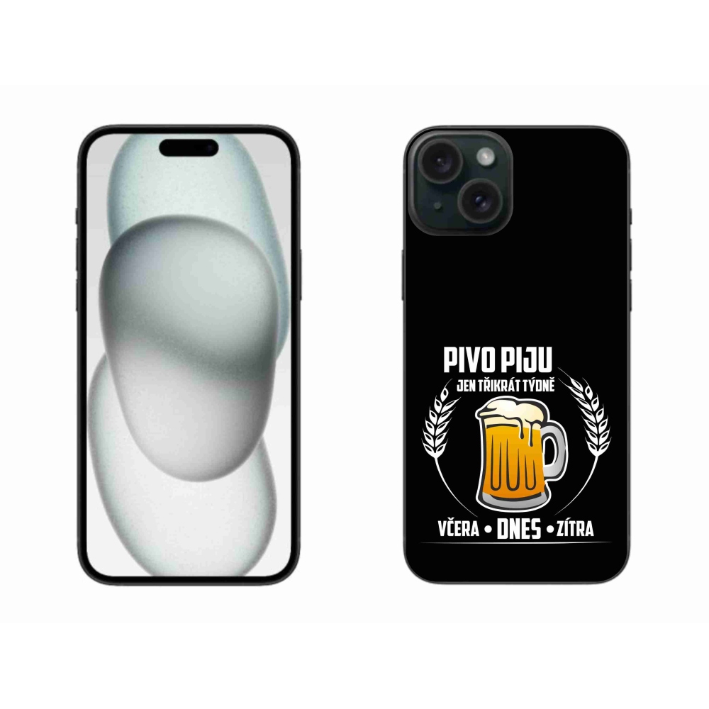 Gelový kryt mmCase na iPhone 15 Plus - pivní motiv černé pozadí