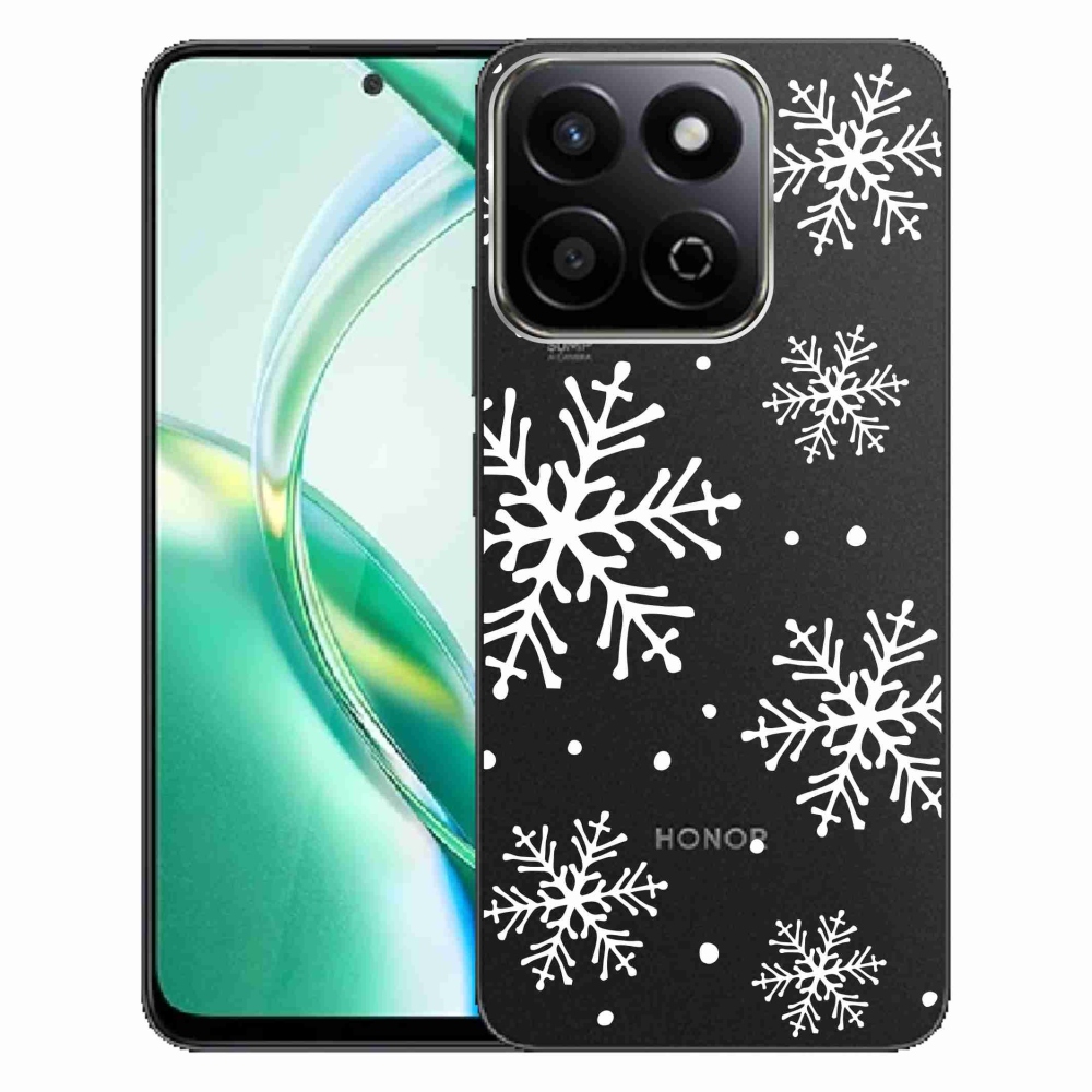 Gelový kryt mmCase na Honor 200 Smart 5G - bílé vločky na průhledném pozadí