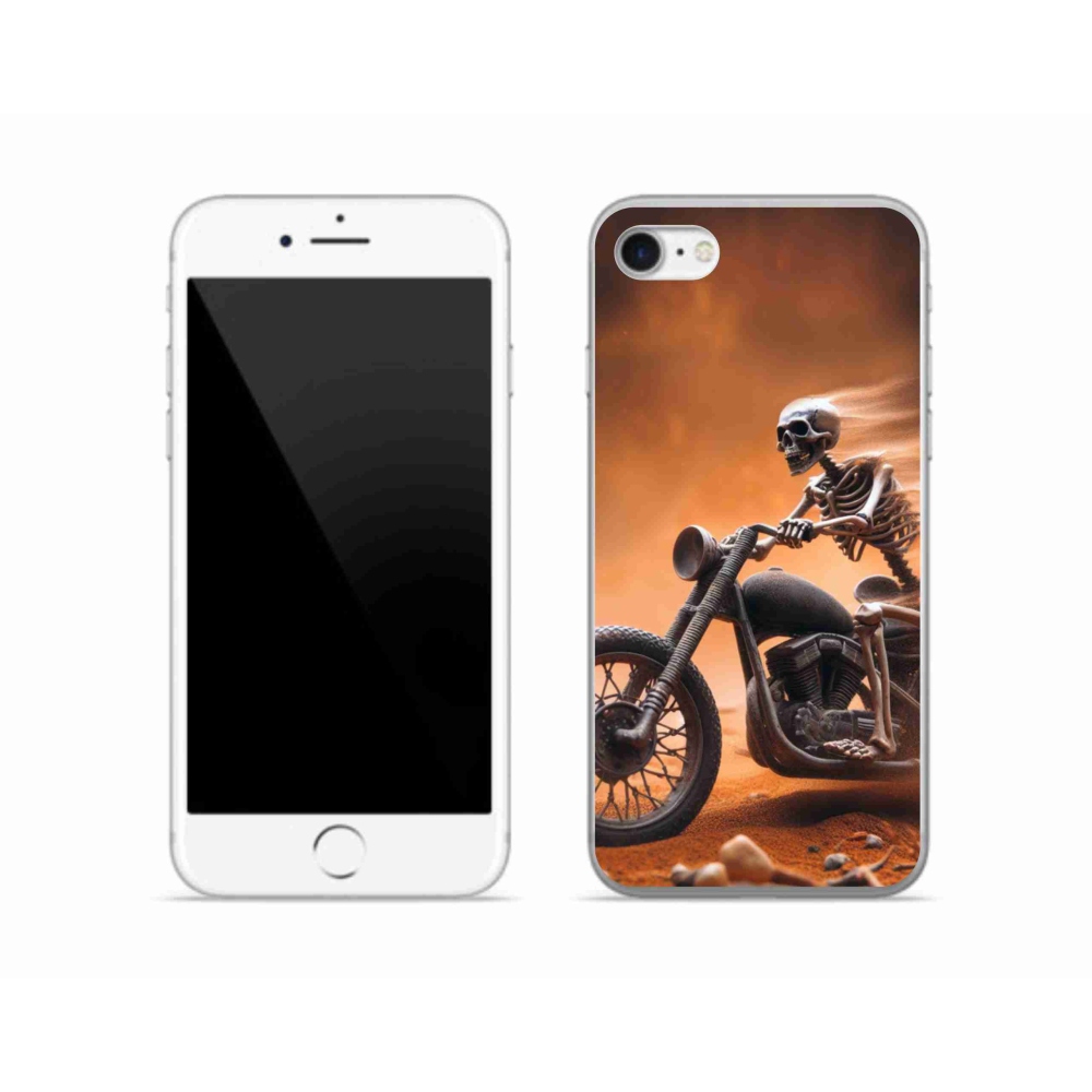 Gelový kryt mmCase na iPhone SE (2020) - kostra na motorce