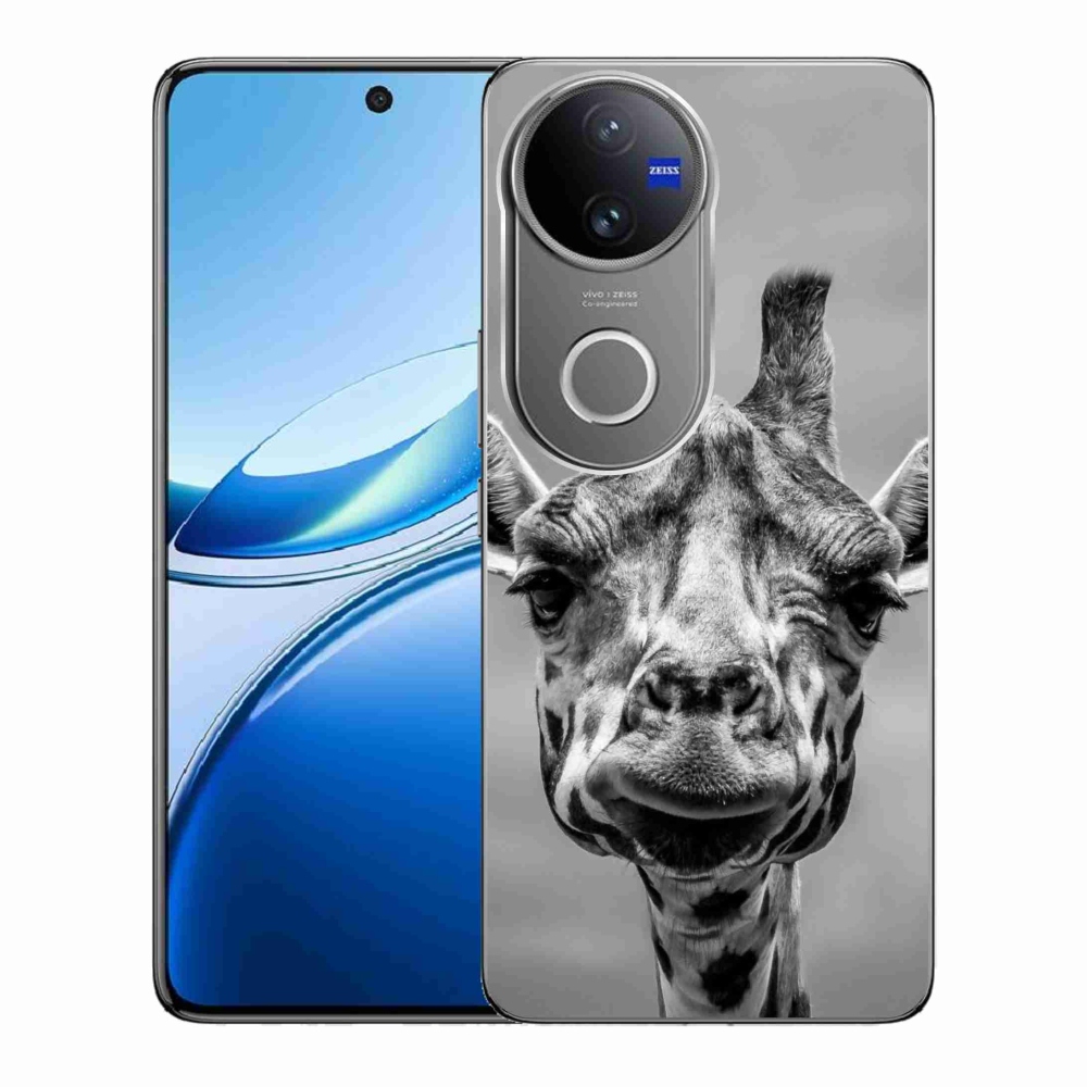 Gelový kryt mmCase na Vivo V50 5G - černobílá žirafa