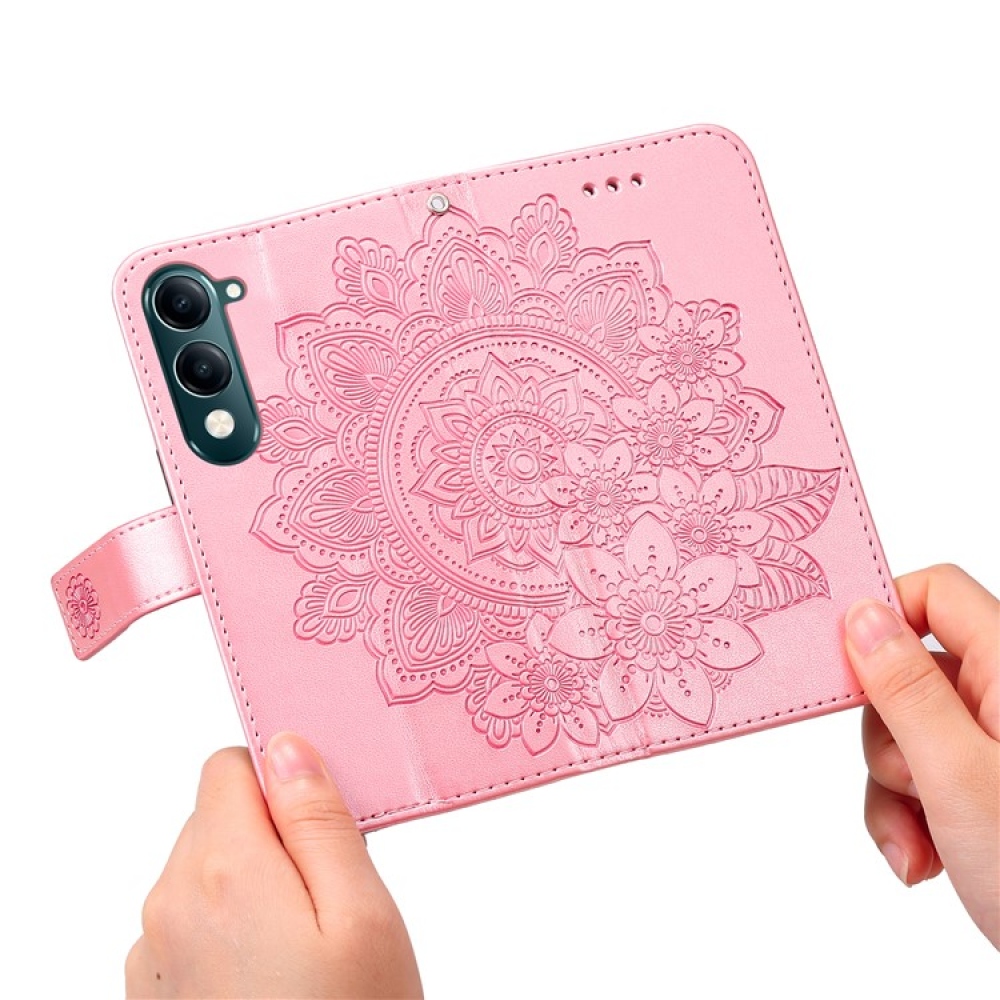 Floral knížkové pouzdro na Vivo Y29s 5G - růžové