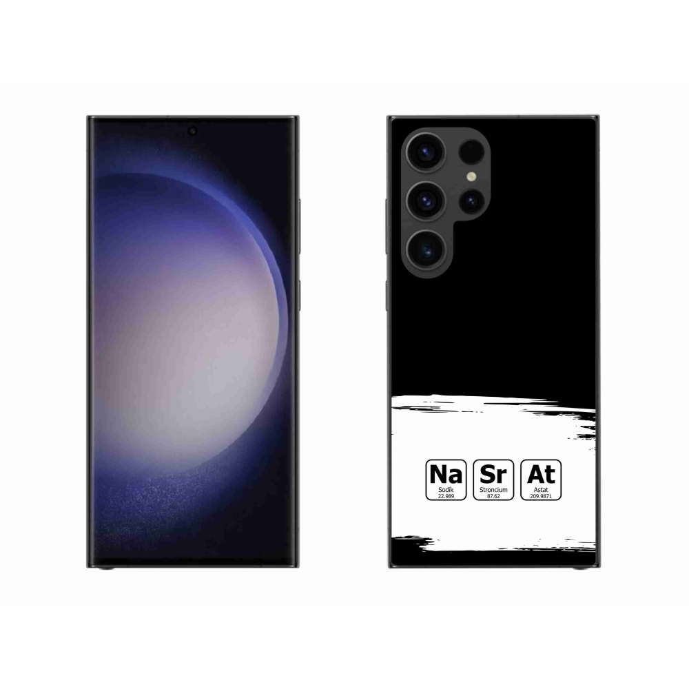 Gelový kryt mmCase na Samsung Galaxy S23 Ultra 5G - chemické prvky bíločerné pozadí