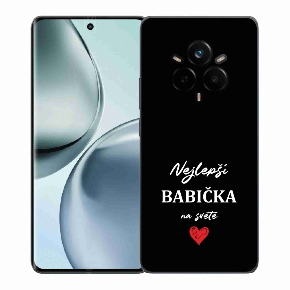 Gelový kryt mmCase na Realme 14 Pro+ 5G - nejlepší babička 1 černé pozadí
