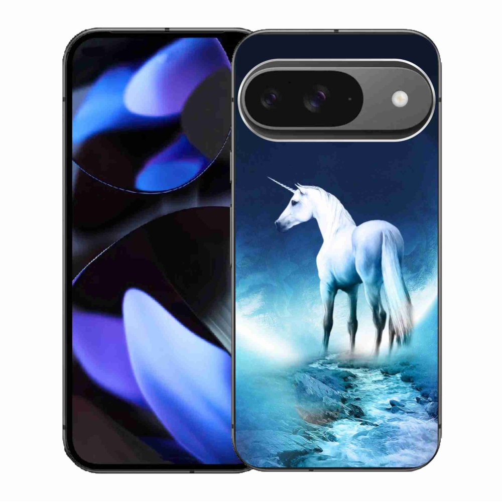 Gelový kryt mmCase na Google Pixel 9/9 Pro - bílý jednorožec