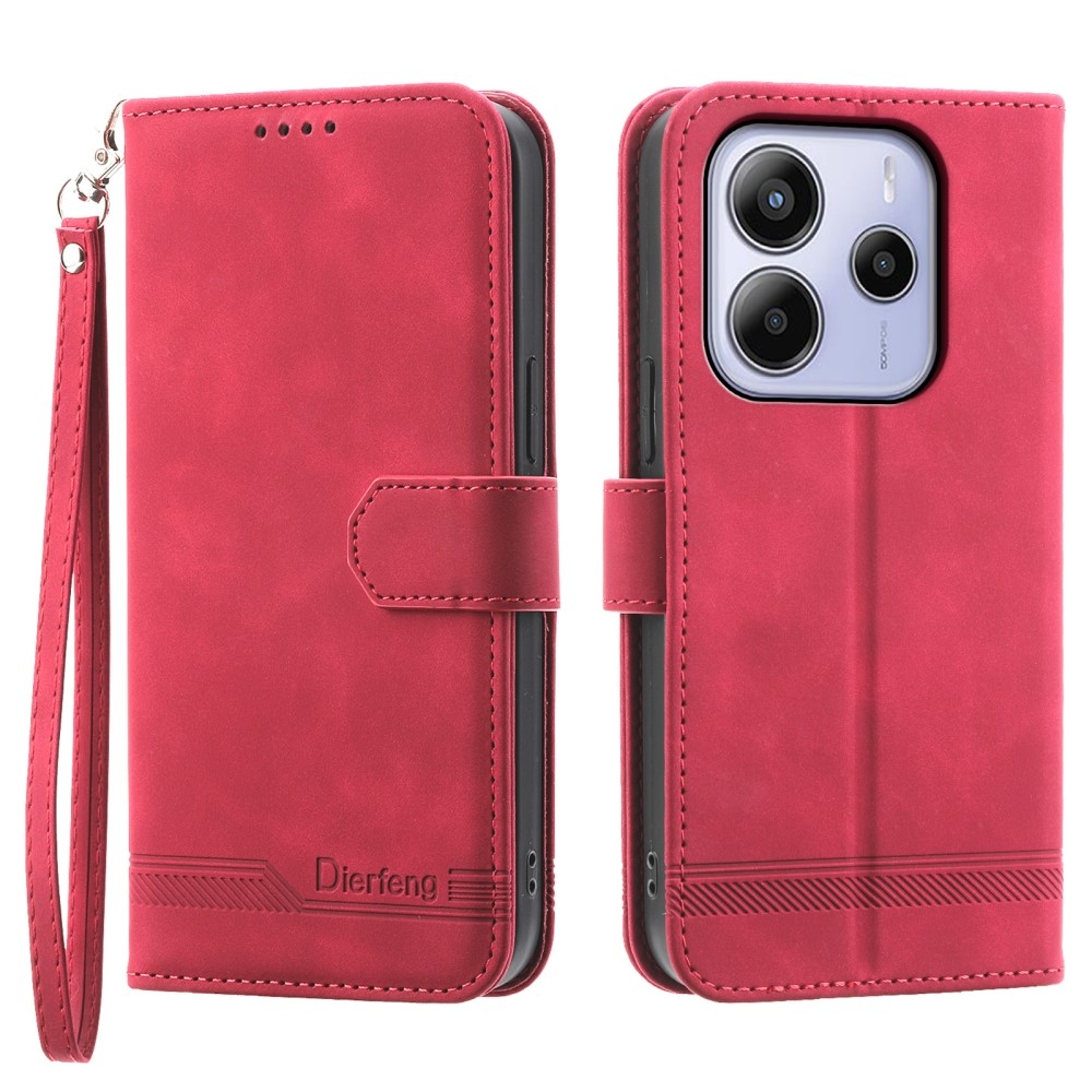 DIERFENG knížkové pouzdro na Xiaomi Redmi Note 14 - červené