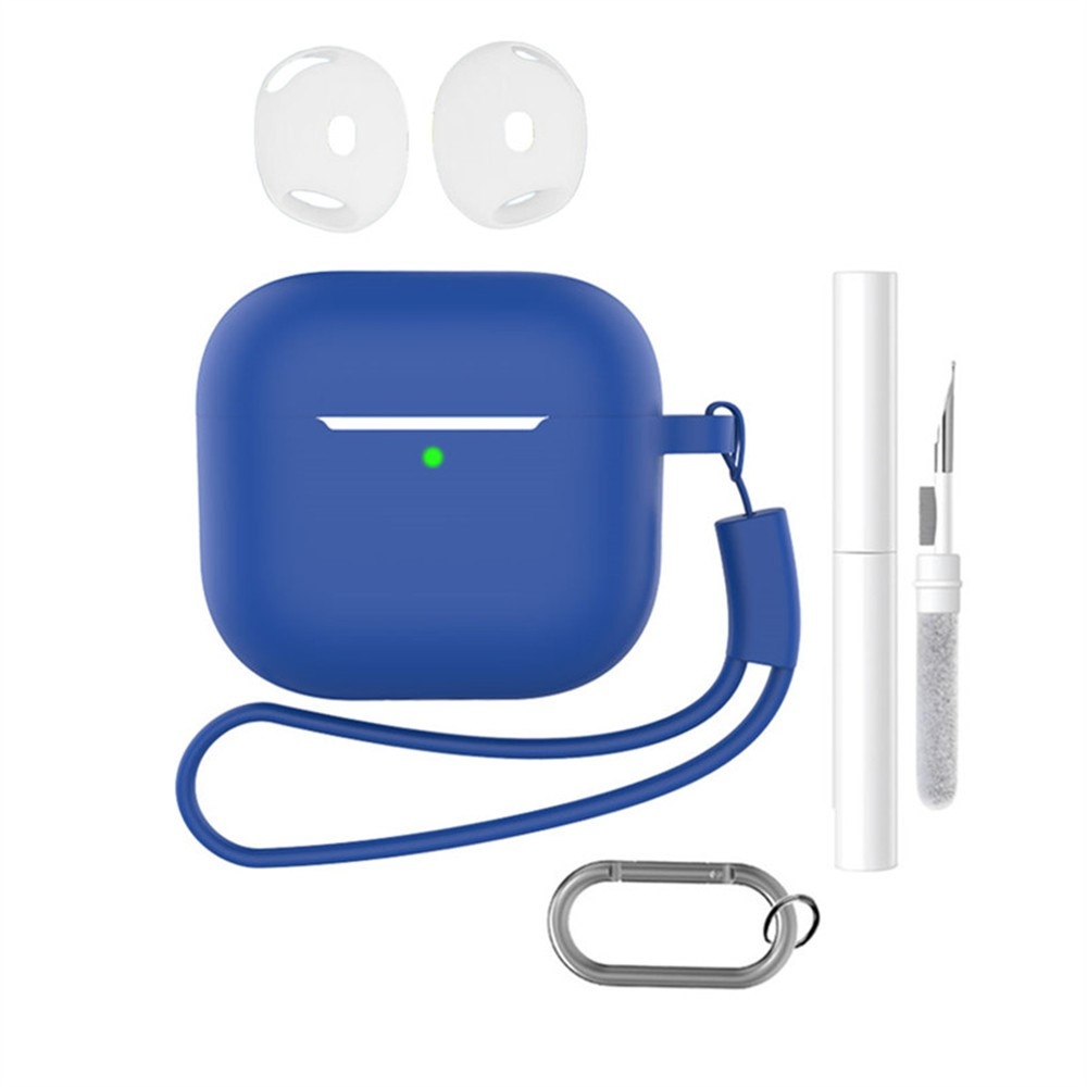 Set silikonový obal na Apple AirPods 4 s čistící sadou - sapphire modrý