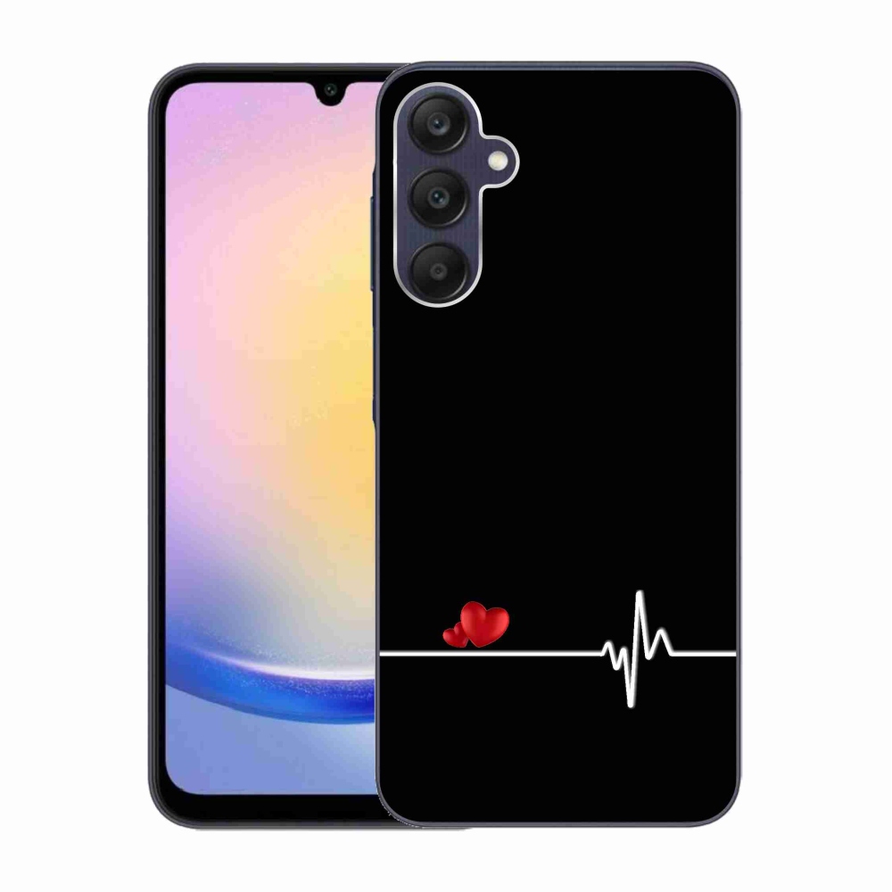 Gelový kryt mmCase na Samsung Galaxy A25 5G - srdce a tep černé pozadí