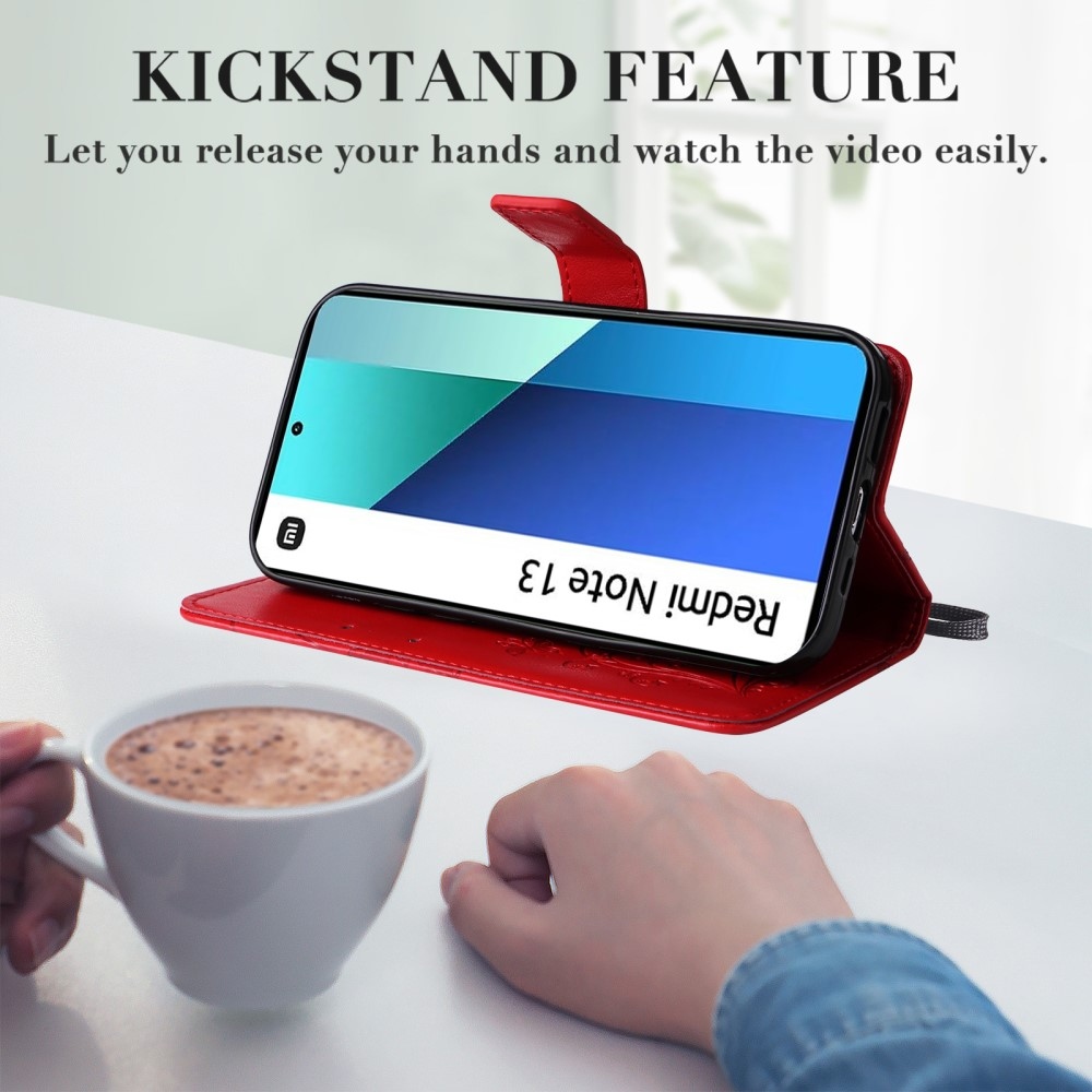 Big Butterfly knížkové pouzdro na Xiaomi Redmi Note 13 - červené