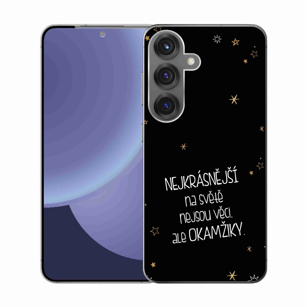 Gelový kryt mmCase na Samsung Galaxy S25 - citát 4 černé pozadí