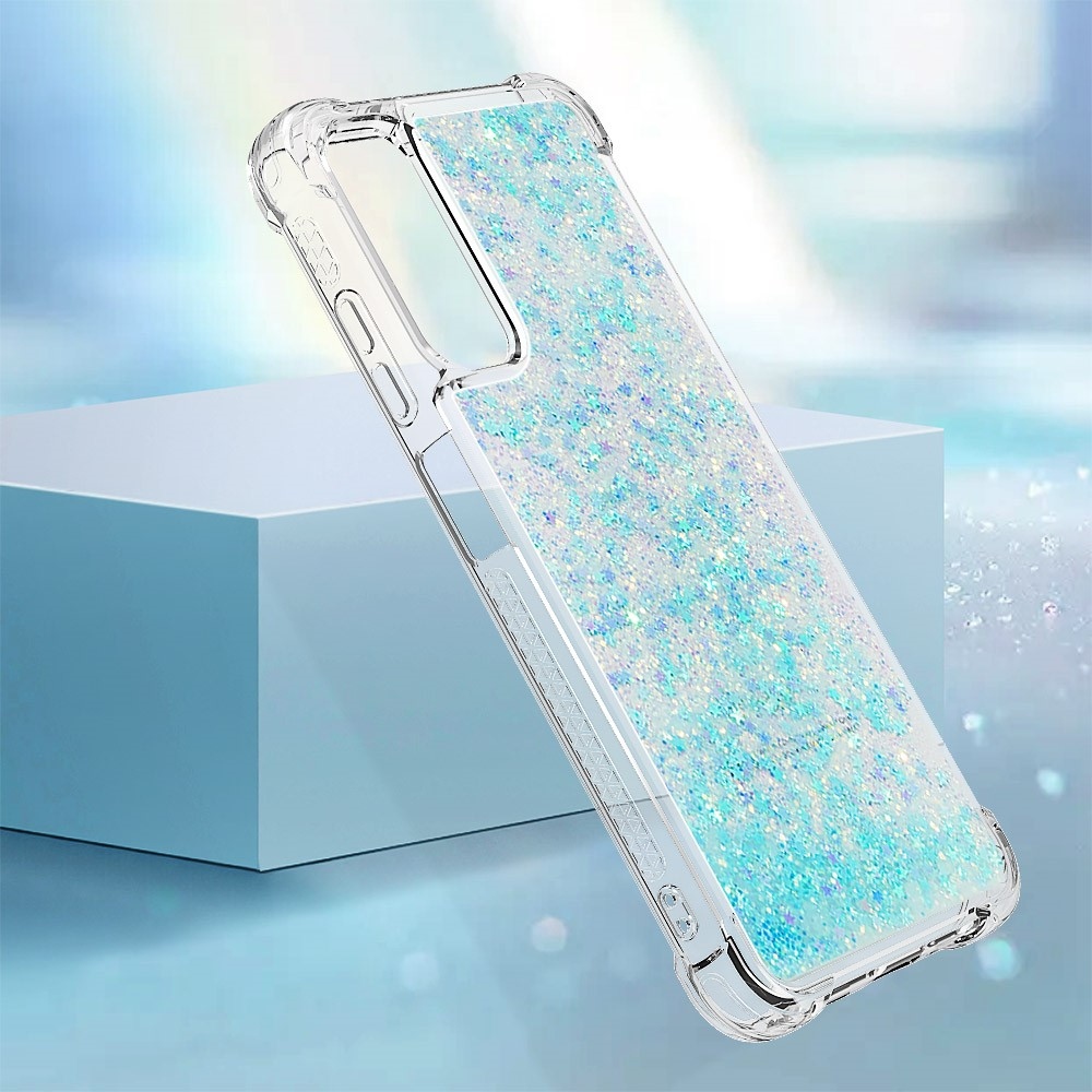 Glitter gelový přesýpací obal na Samsung Galaxy A05s - modrý/hvězdičky