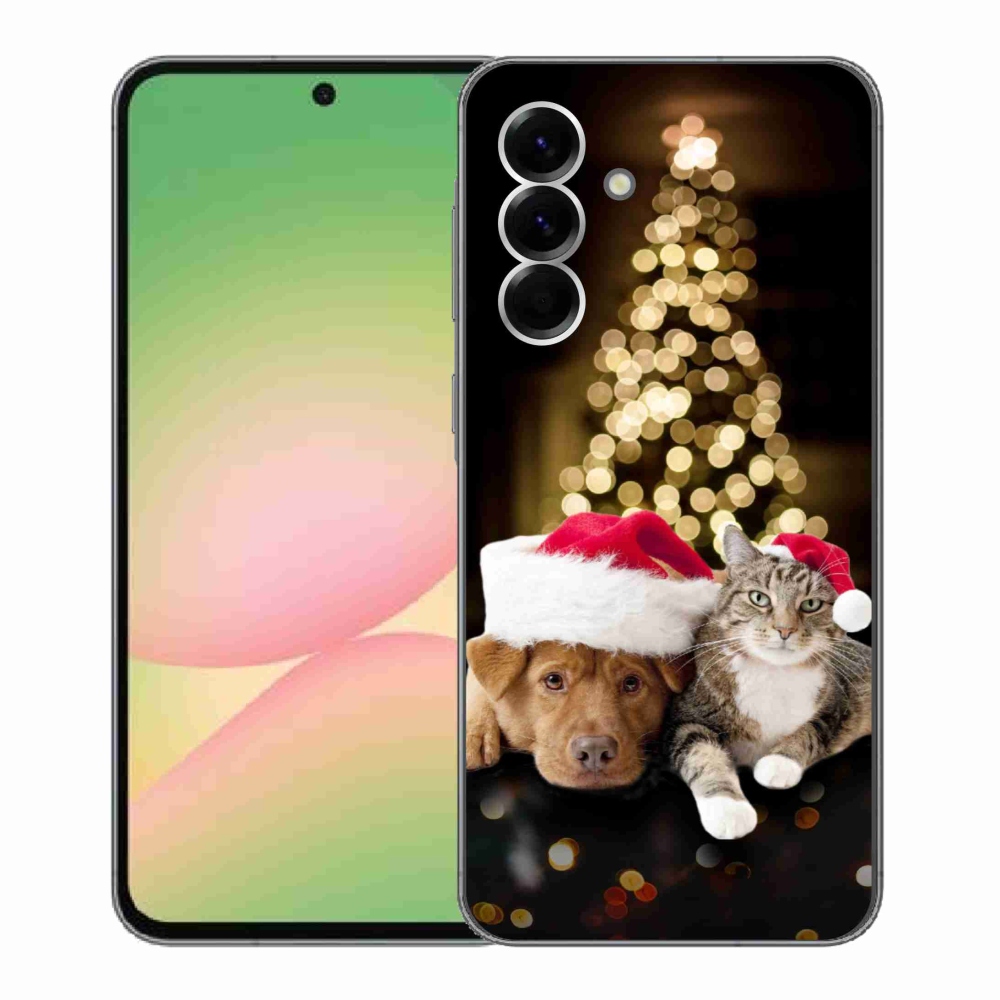 Gelový kryt mmCase na Samsung Galaxy A56 5G - vánoční pes a kočka