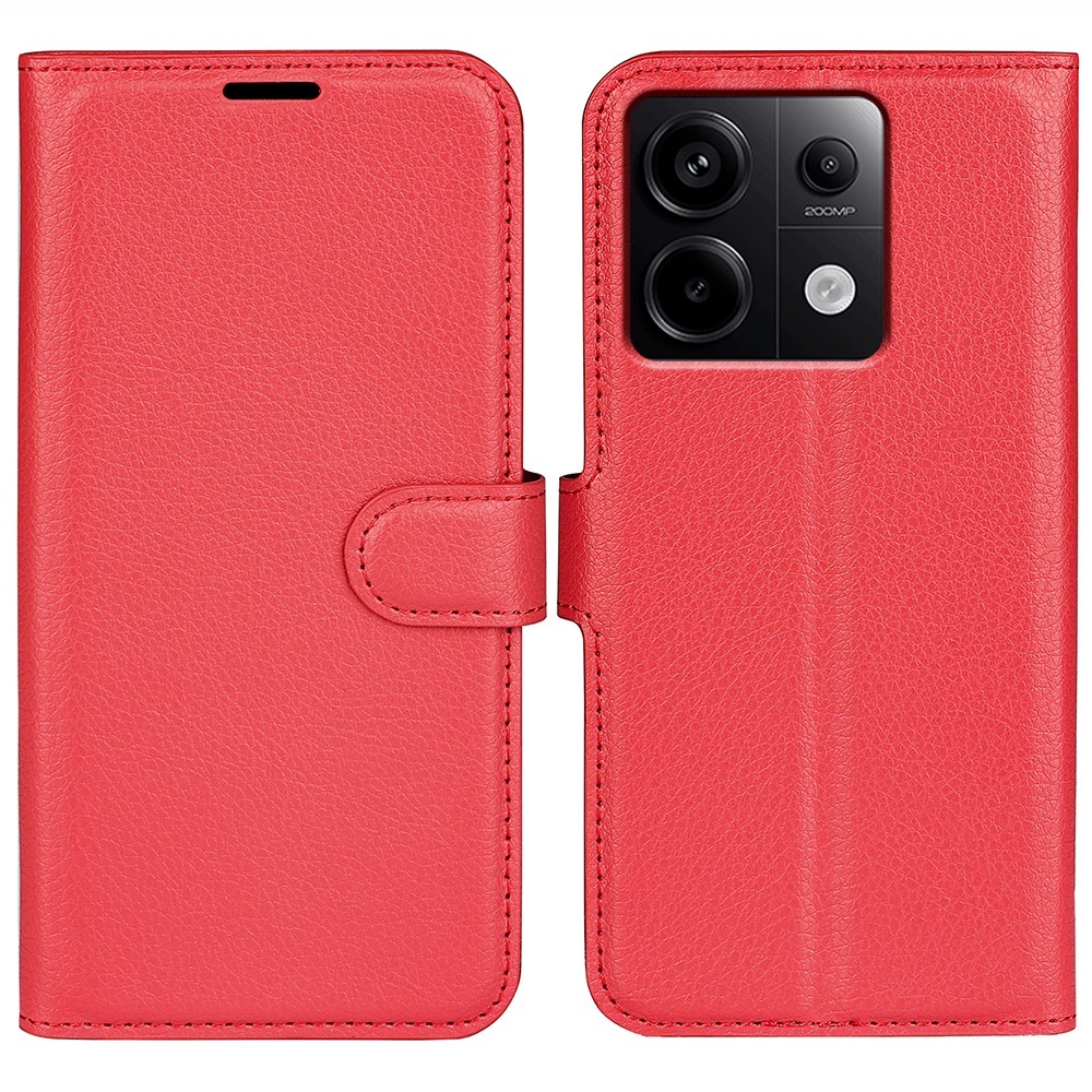 Litchi knížkové pouzdro na Xiaomi Redmi Note 13 Pro 5G/Poco X6 5G - červené