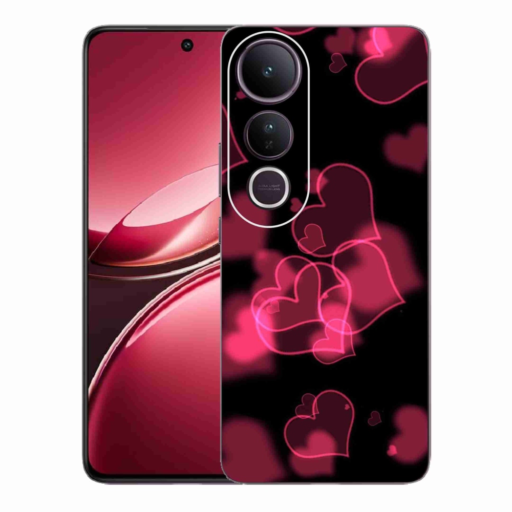 Gelový kryt mmCase na Vivo V50 Lite 4G/5G - červená srdíčka