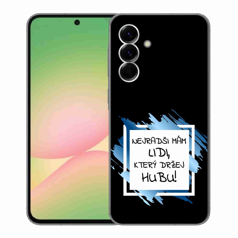 Gelový kryt mmCase na Samsung Galaxy A56 5G - vtipný text 7 bíločerné pozadí