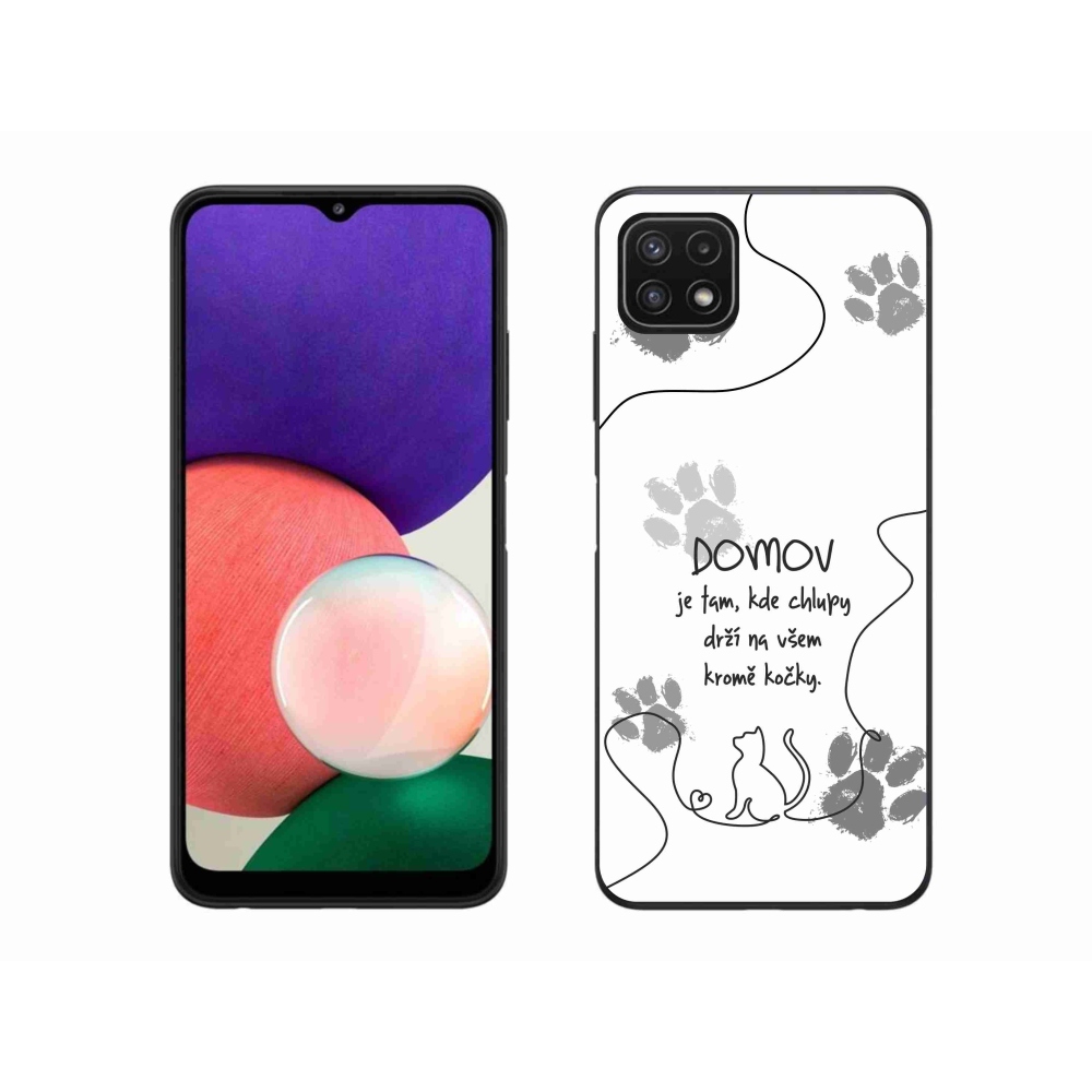 Gelový kryt mmCase na Samsung Galaxy A22 5G - kočičí motiv bílé pozadí