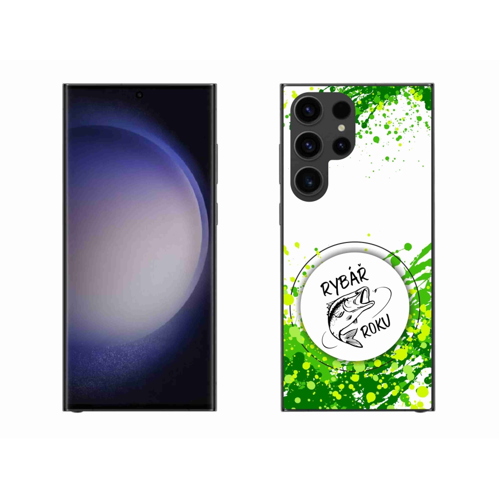 Gelový kryt mmCase na Samsung Galaxy S23 Ultra 5G - rybář roku bílé pozadí