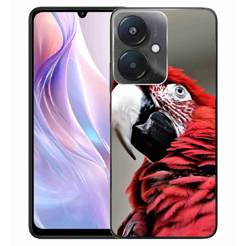 Gelový obal mmCase na Xiaomi Redmi 13C 5G - papoušek ara červený
