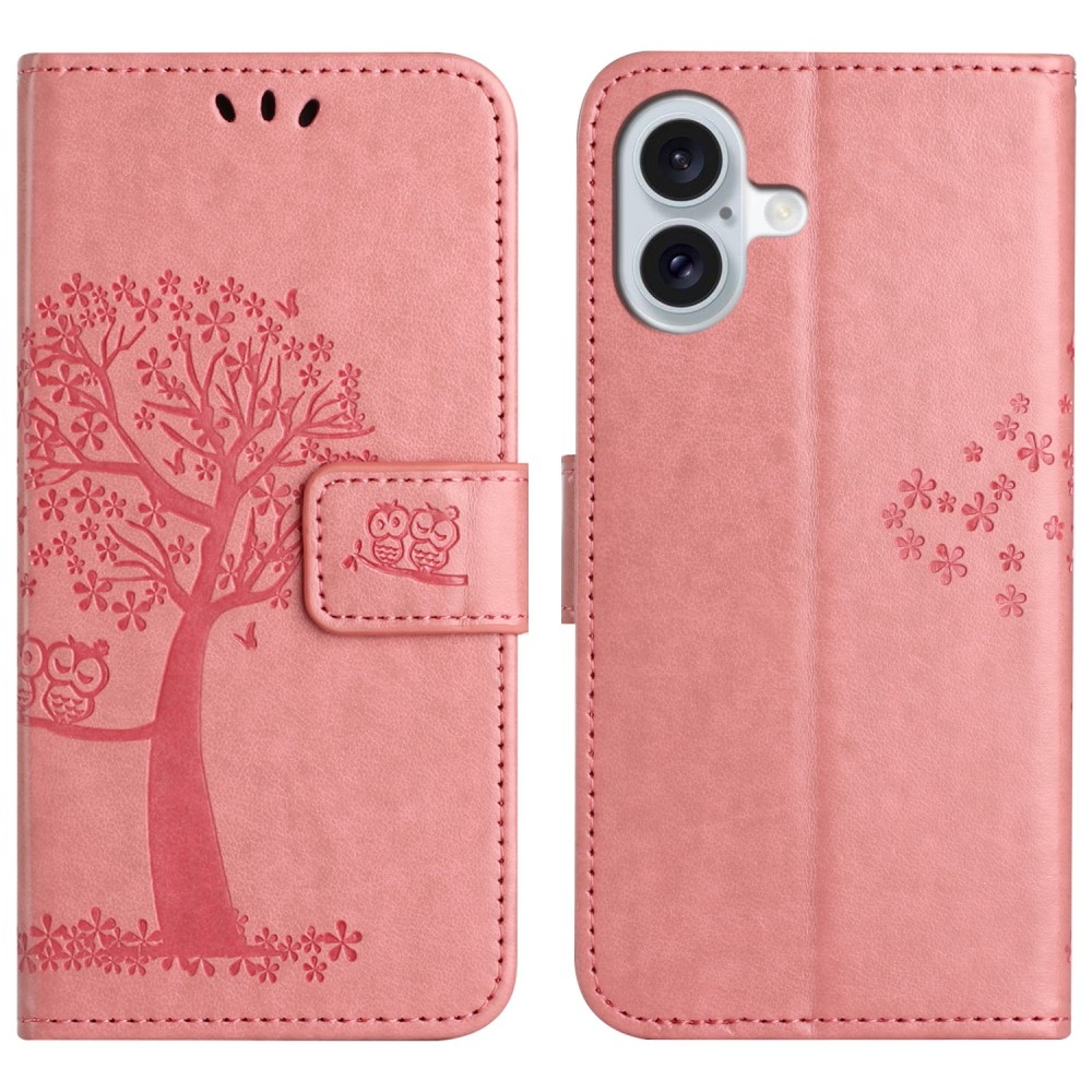 Tree knížkové pouzdro na iPhone 16 - růžové