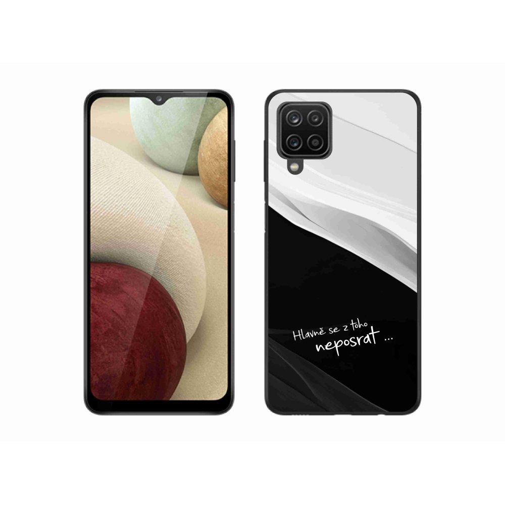 Gelový kryt mmCase na Samsung Galaxy A12 - vtipný text 13 černobílé pozadí