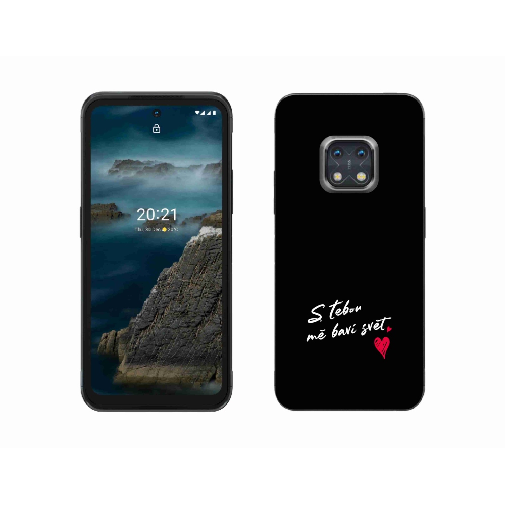 Gelový kryt mmCase na Nokia XR20 - zamilovaný text 1 černé pozadí