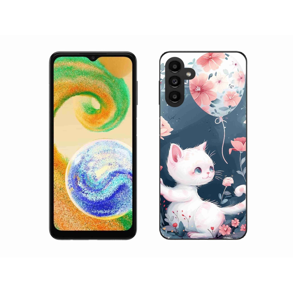Gelový kryt mmCase na Samsung Galaxy A04s (164.7x76.7x9.1mm) - kotě s balónkem