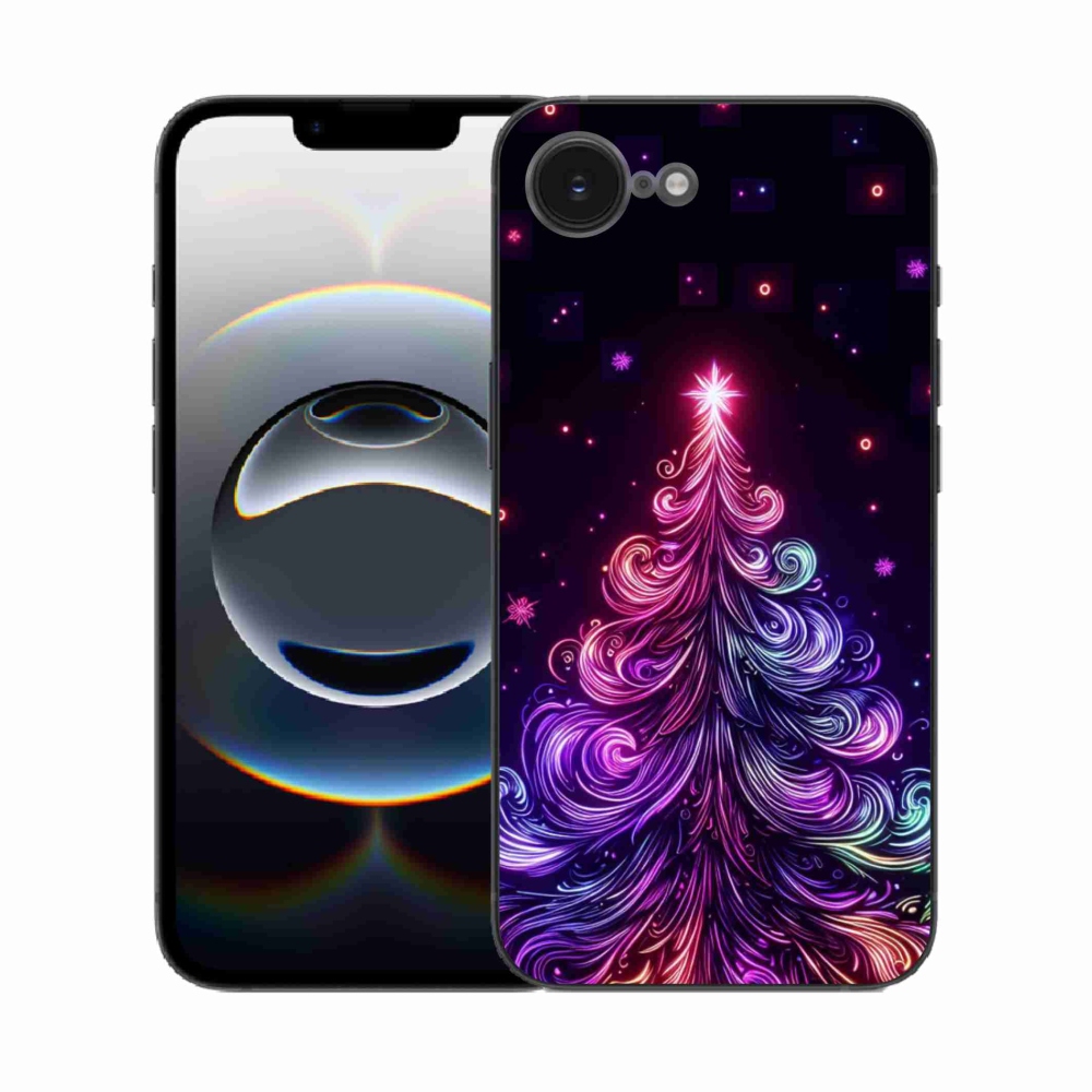 Gelový kryt mmCase na iPhone 16e - neonový vánoční stromek 1