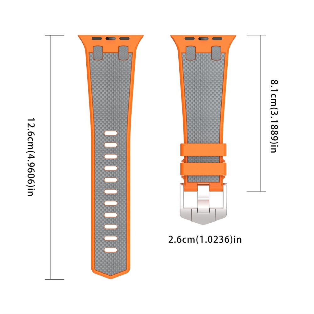 Sports silikonový řemínek na Apple Watch Ultra/Ultra 2 49mm/SE/SE 2022/2023 44mm/9/8/7 45mm/6/5/4 44mm/3/2/1 42 mm - oranžový/šedý