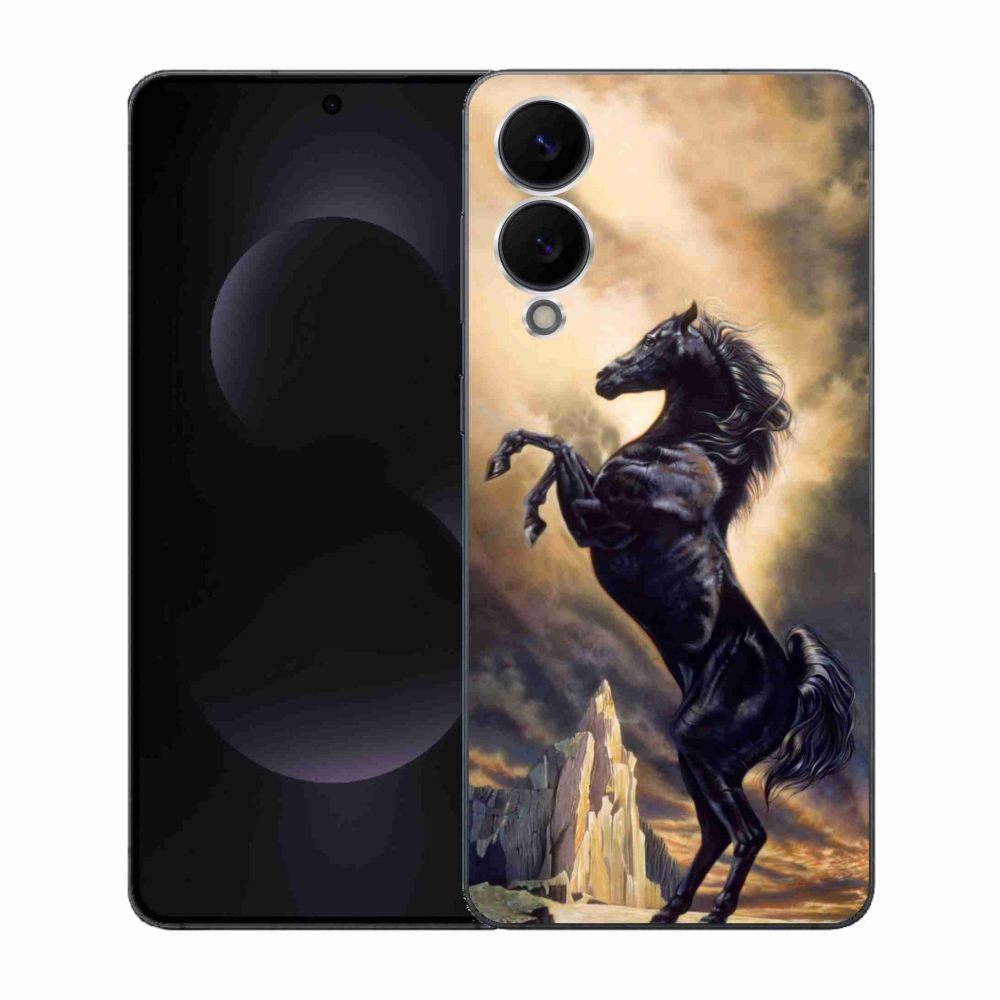 Gelový kryt mmCase na Samsung Galaxy S25 Edge - černý kreslený kůň