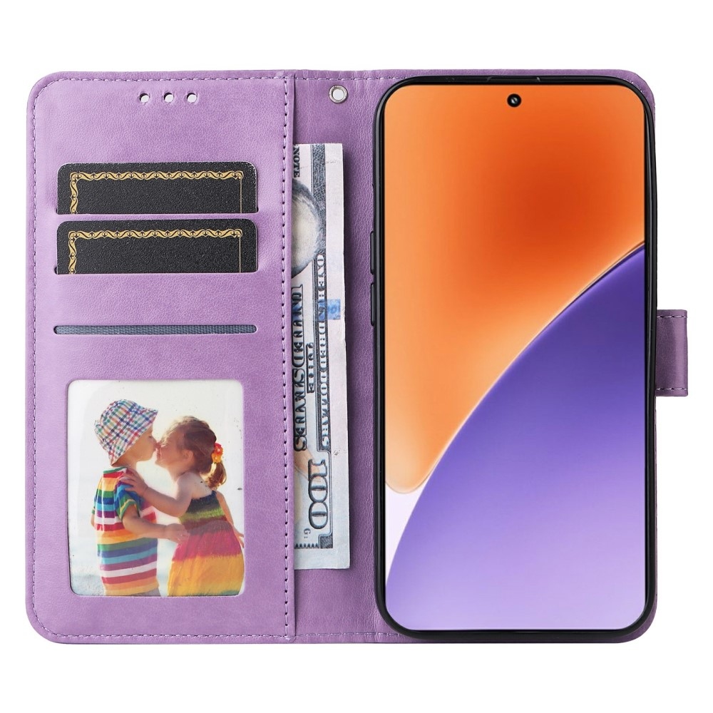 Sunflower knížkové pouzdro na Xiaomi 15 - fialové