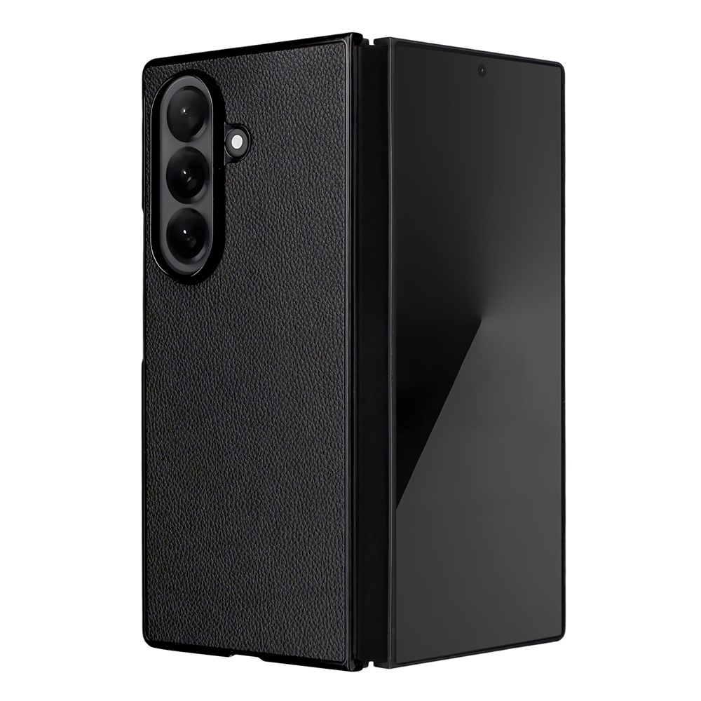 Leather plastový obal potažený umělou kůží na Samsung Galaxy Z Fold7 5G - černý