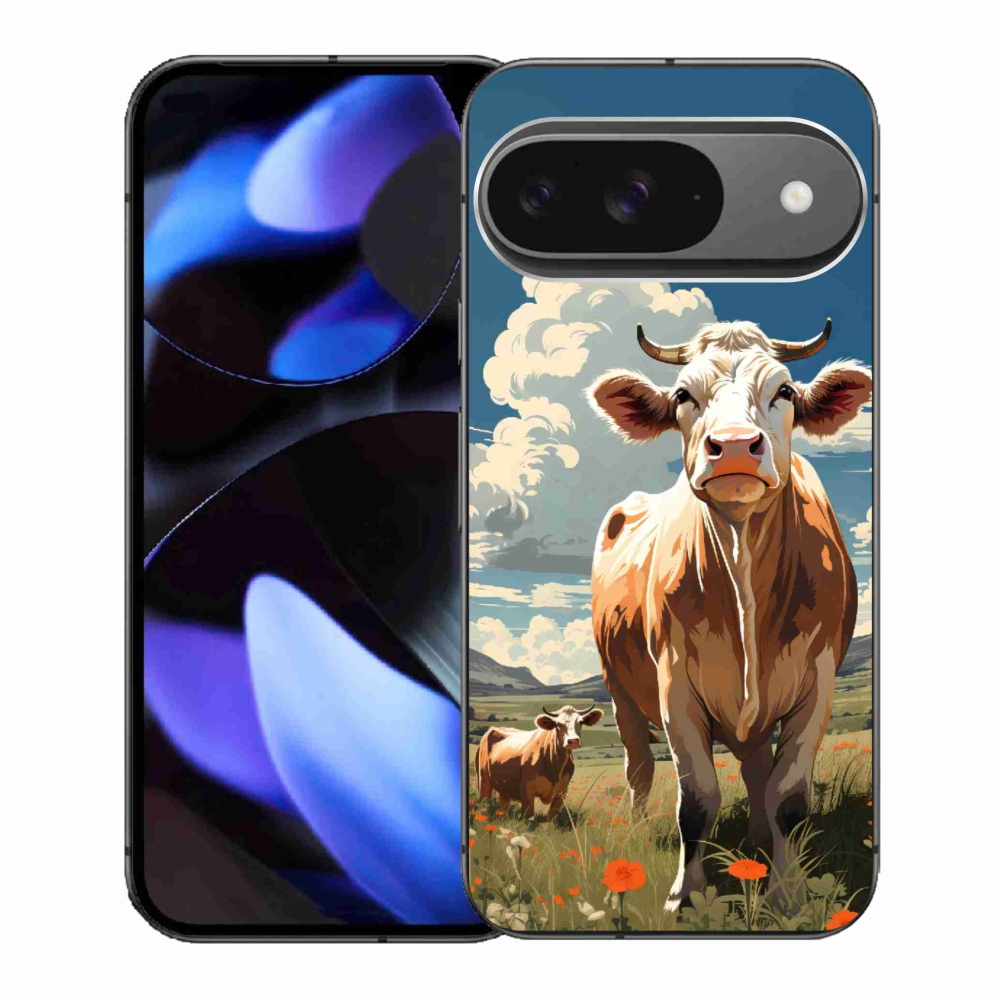 Gelový kryt mmCase na Google Pixel 9/9 Pro - krávy na louce