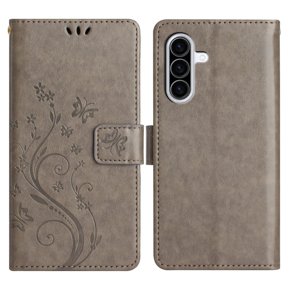 Flowers knížkové pouzdro na Samsung Galaxy A36 5G - šedé
