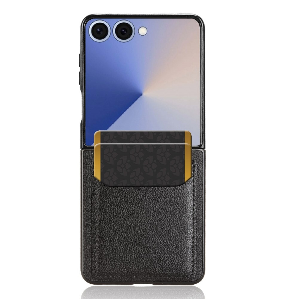 Combi plastový kryt s umělou kůží na Samsung Galaxy Z Flip7 5G - černý
