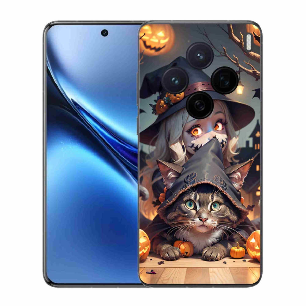 Gelový kryt mmCase na Vivo X200 5G - čarodějnice s kočkou